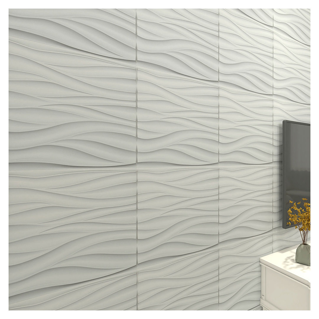 19.7" x 19.7" 3D PVC Wall Paneling in Matte White